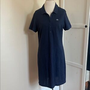 Lacoste Navy Blue Polo Pique Mini Dress Short Sleeve EU Size 40 (US Large)